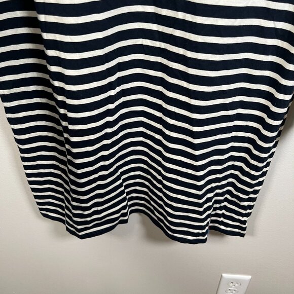 Kule Turtleneck Dress Size Large Navy Stripes Cotton Casual Work Preppy - Picture 6 of 10